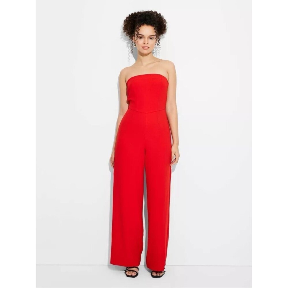 Wild Fable NWT Strapless Wide-Leg Red Jumpsuit Romper Size L Large